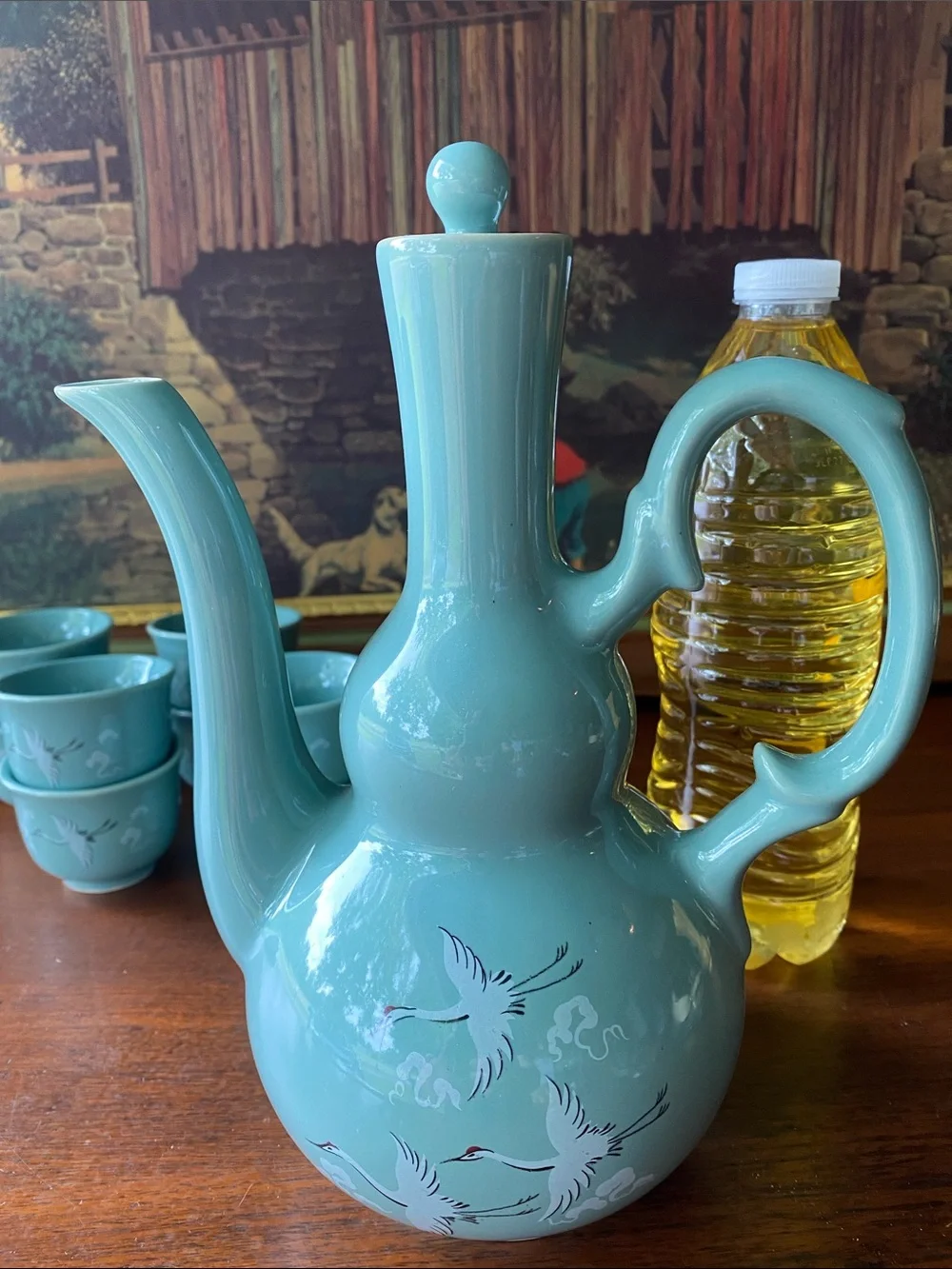 Vintage Korean Celadon Tea and Wine Set